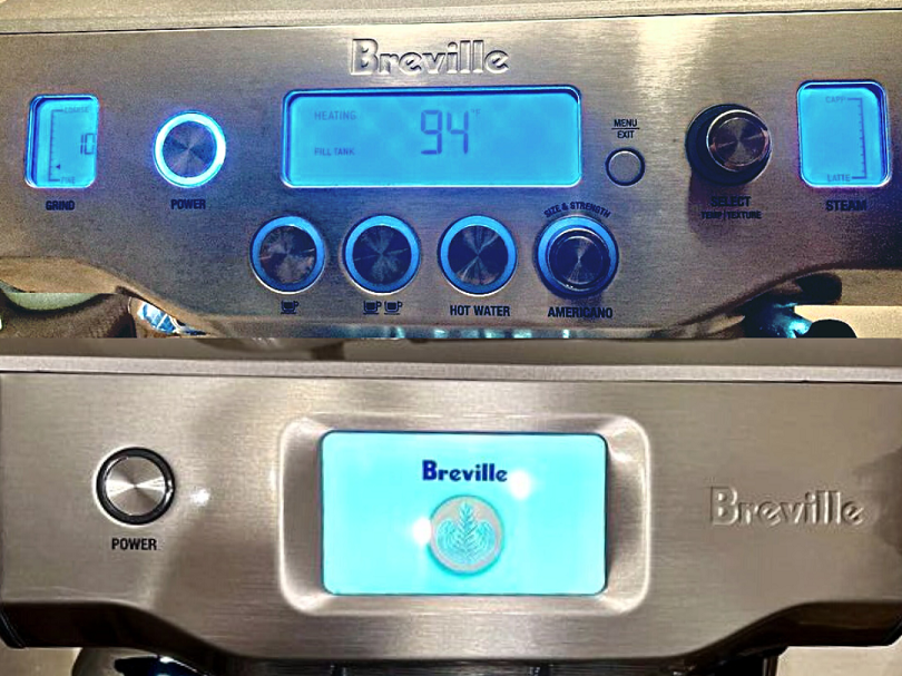 Screen comparison on the Breville Oracle and Oracle Touch espresso machines
