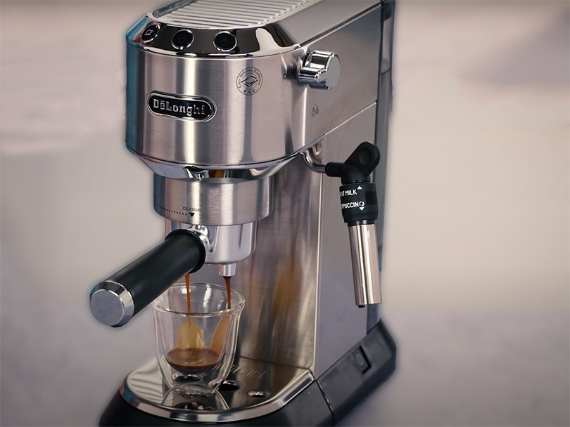 DeLonghi Dedica Deluxe in process of making an espresso