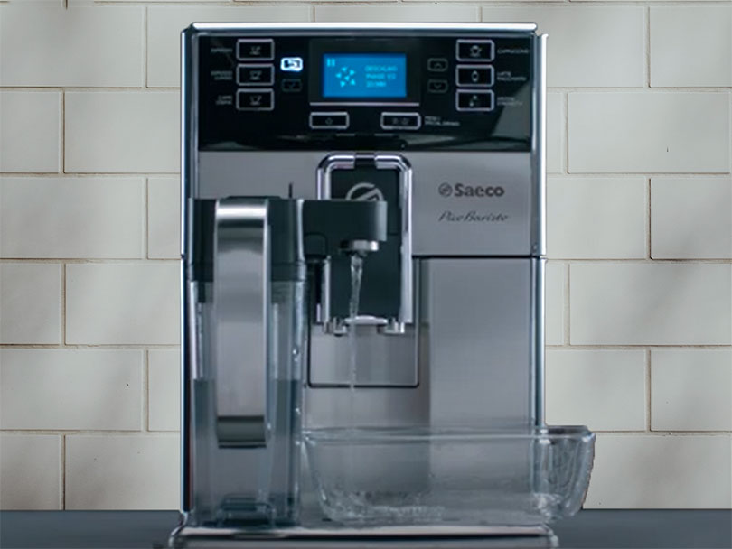 Saeco PicoBarista undergoing a clean cycle