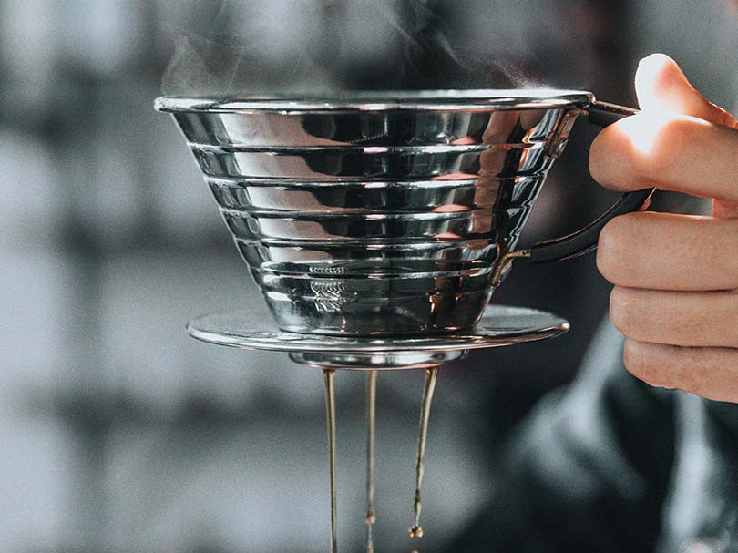 Coffee dripping out the bottom of the Kalita Wave