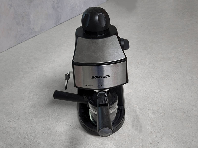 Top down view of the budget-friendly, simple Sowtech espresso machine