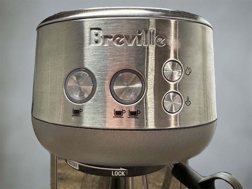 Close up of the Breville Bambino's buttons