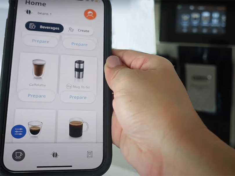 DeLonghi Coffee Link App on phone