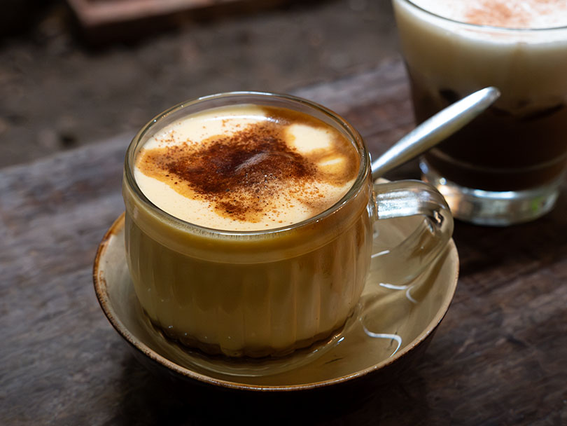 A cup of Cà Phê Trứng, a Vietnamese Egg Coffee