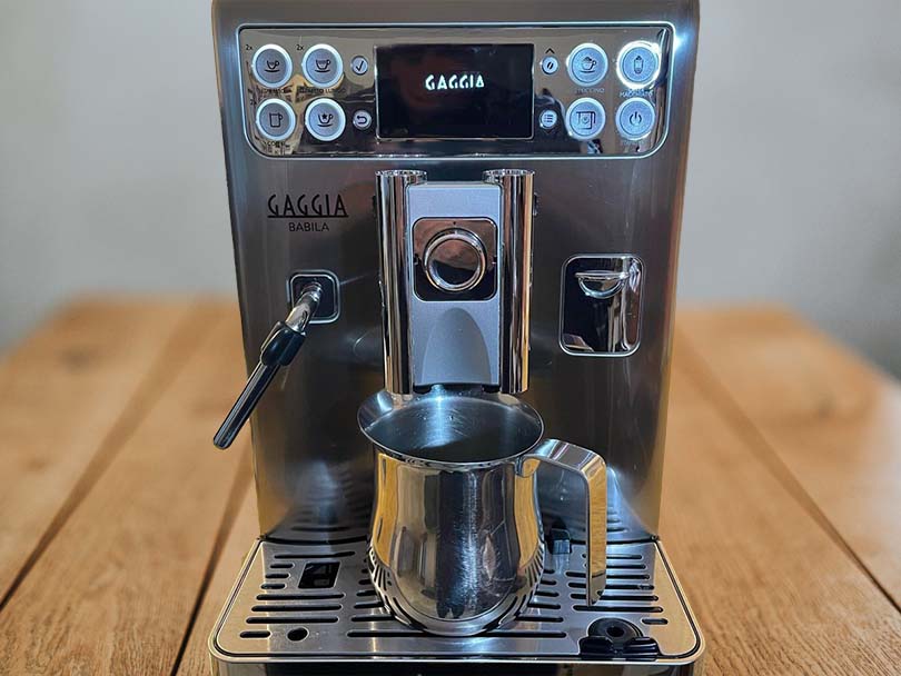 Close-up of the Gaggia Babila with screen turned on