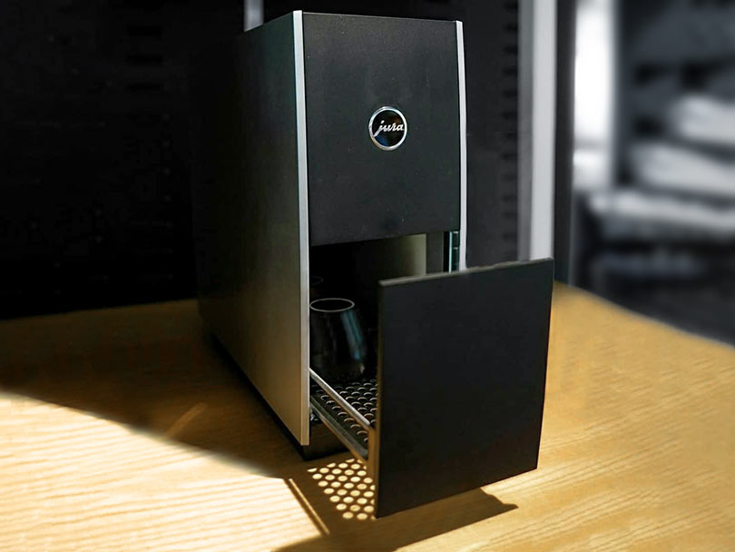 Jura cup warmer with bottom drawer open