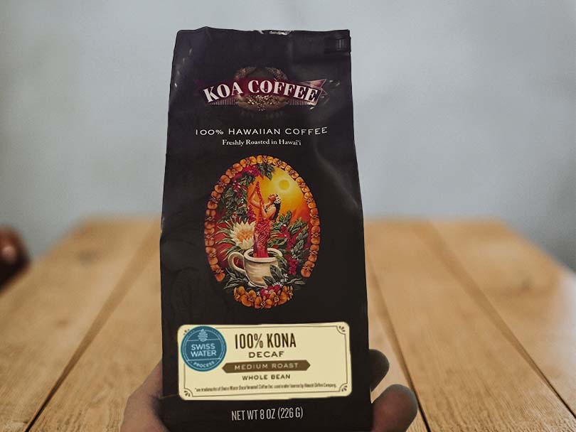 Swiss Water Decaf Whole Bean 100% Kona Coffee, Koa