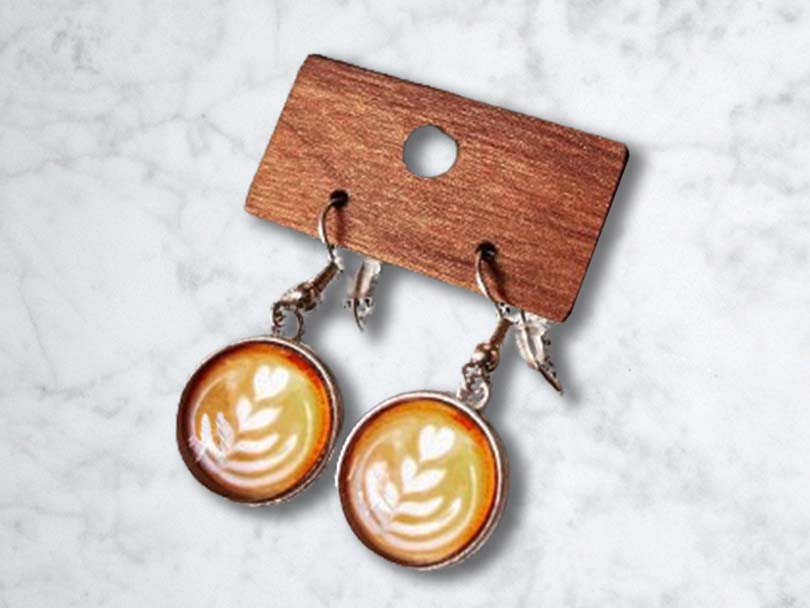 Latte Art coffee earrings - a unique gift for coffee snobs