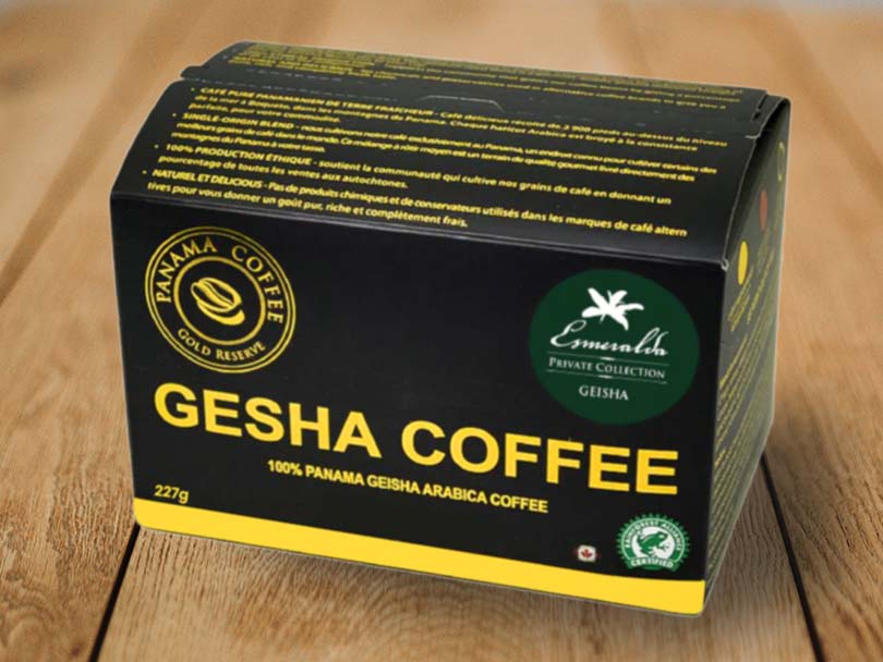 Box of Panama Coffee Gold Reserve - 100% Panama Esmeralda Geisha Whole Bean Coffee Private Collection