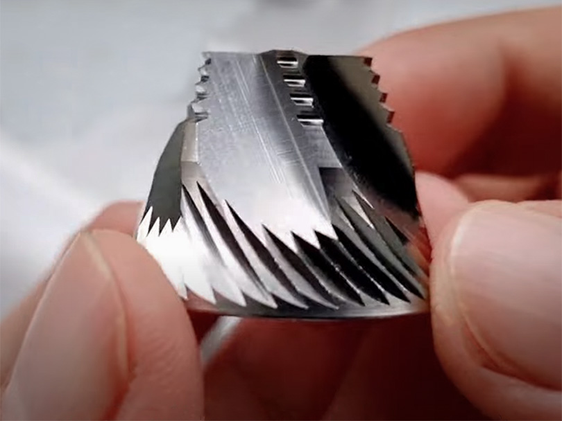 Close-up of the stainless steel S2C burrs found in the Timemore C3
