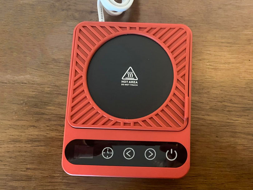 Temperature-controlled coffee mug warmer (red)