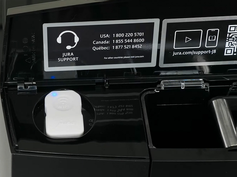 WiFi Connect inserted into the Jura J8 coffee machine