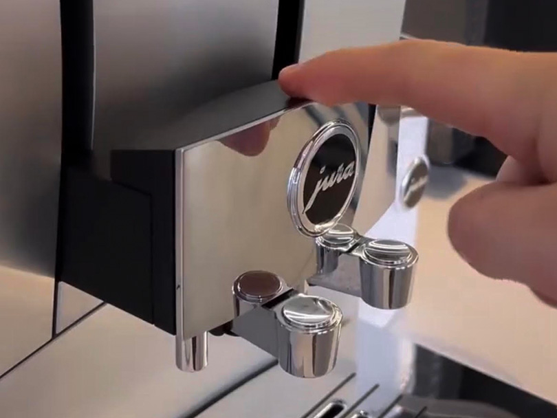 Close-up of the Jura Z10 spout which is height & width adjustable