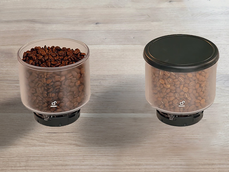 Two interchangeable bean hoppers for the DeLonghi Rivelia espresso machine