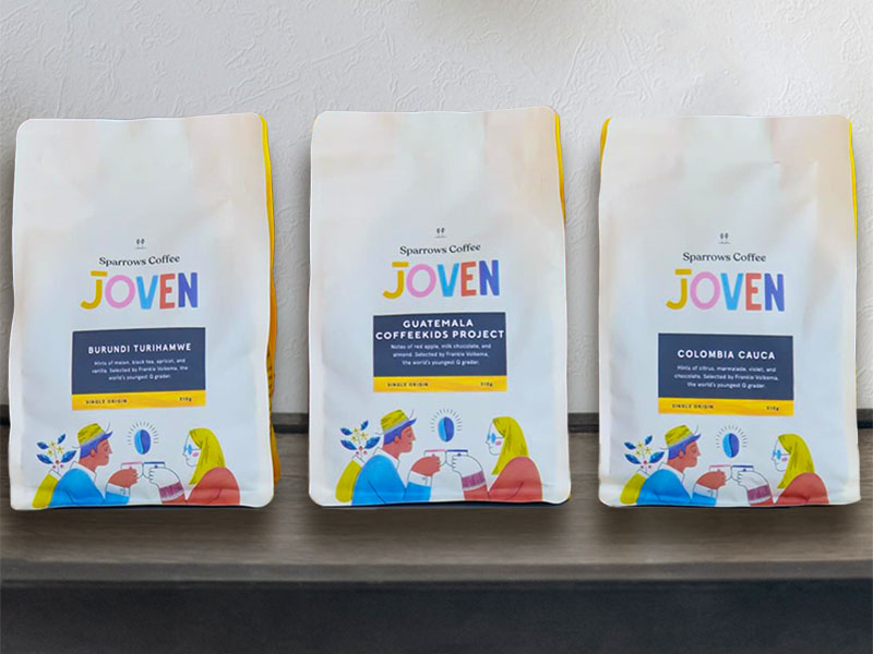 3 bags of Sparrow Coffee Joven range - Burundi Turimamwe, Guatemala Coffeekids Project, and Colombia Cauca