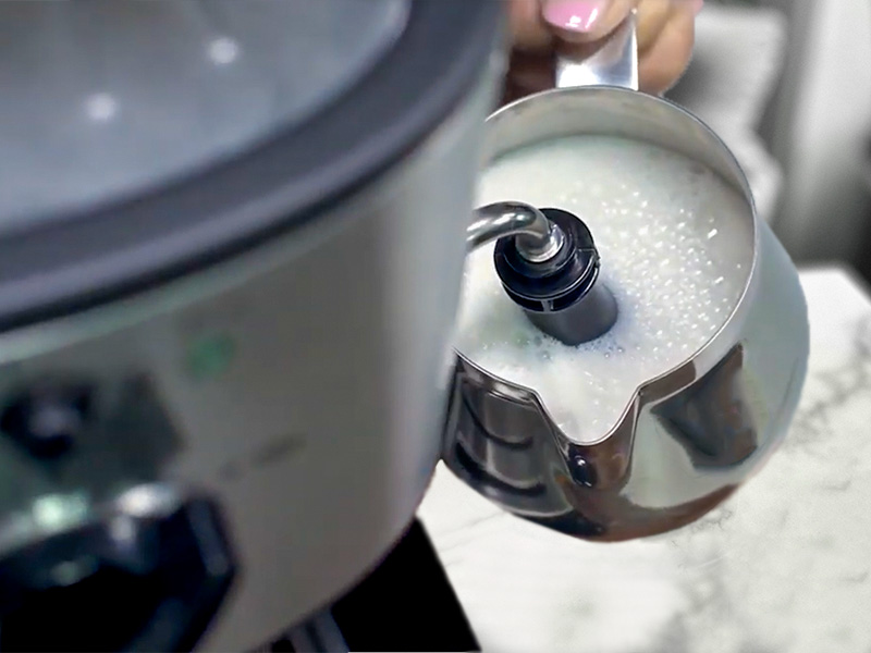 Frothing milk for a cappuccino using the Capresso EC100 dual milk frother