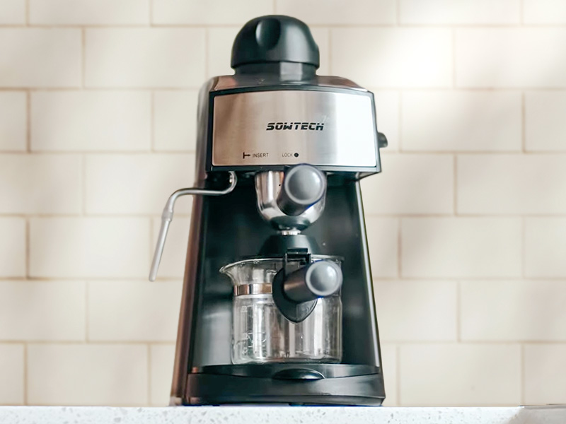 Front view of the Sowtech steam espresso machine