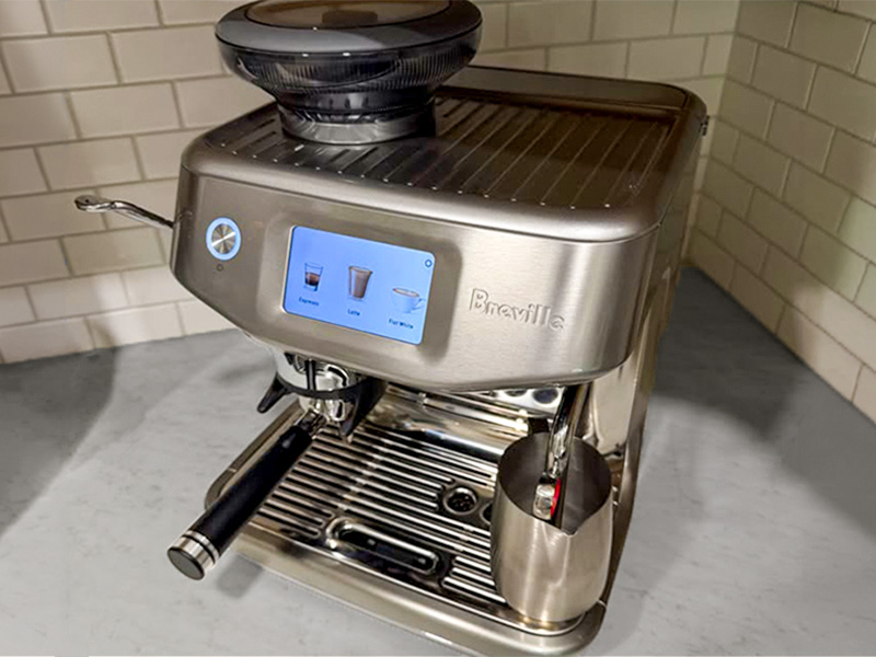 Top-down view of the Breville Barista Touch Impress with the touchscreen turned on