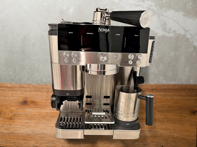 The Ninja Luxe Cafe Premier 3-in-1 on wooden tbale