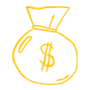 hand-drawn bag of money