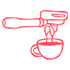 espresso pouring from portafilter, doodle
