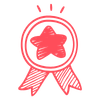 hand-drawn medal/ winner's rosette icon