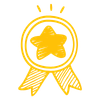 winner's medal / rosette doodle in yellow