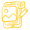 doodle of a cell phone running social media