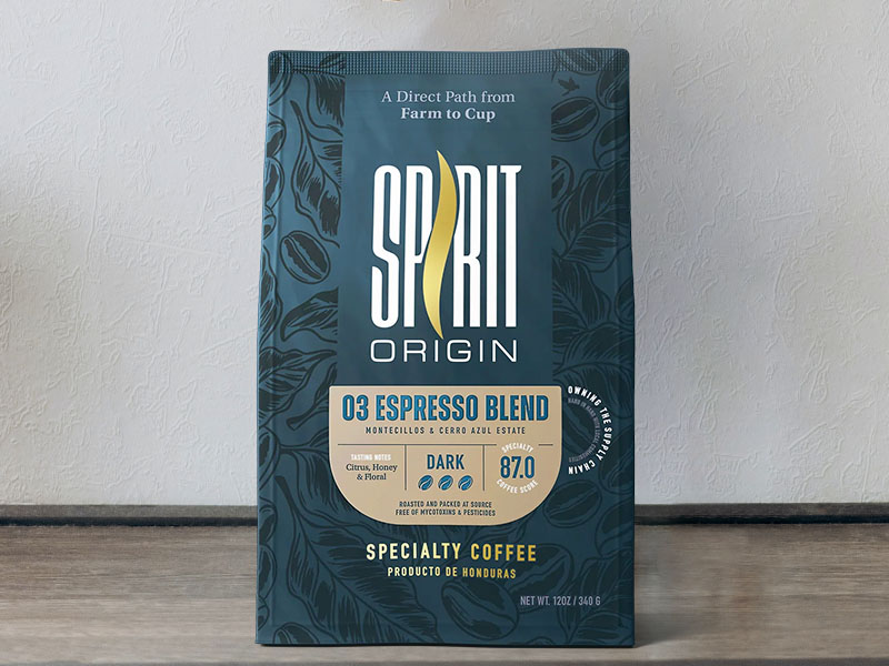 Bag of Spirit Origin Coffee Espresso Blend (03) from Honduras