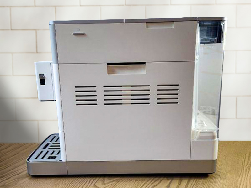 Side view of the KitchenAid KF3 showing the removable panel and rear water tank